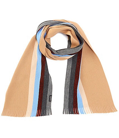 Fraas Asymetrical Stripe Fringe Cut Scarf