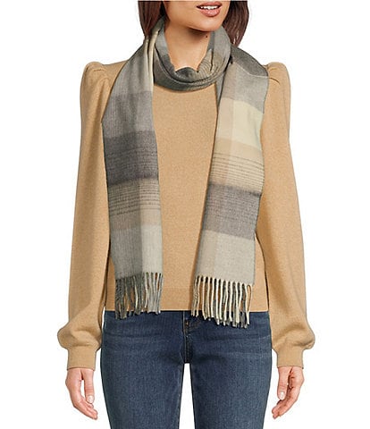 Fraas Box Plaid Ombre Oblong Scarf