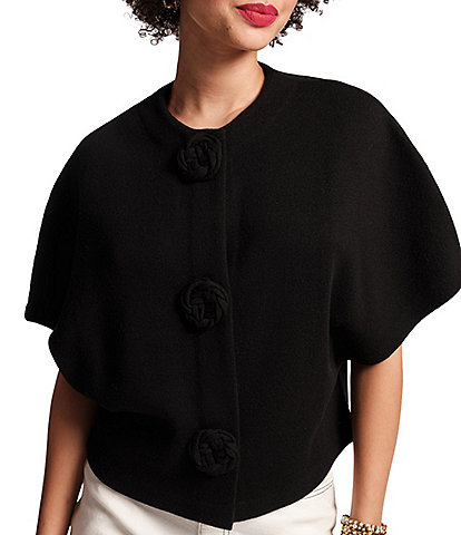 FRANCES VALENTINE Carnegie Rosette Applique Button-Front Shrug