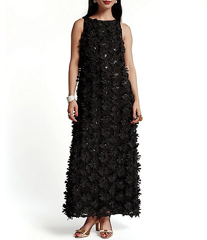 FRANCES VALENTINE Daisy Applique Francesca Shift Maxi Dress