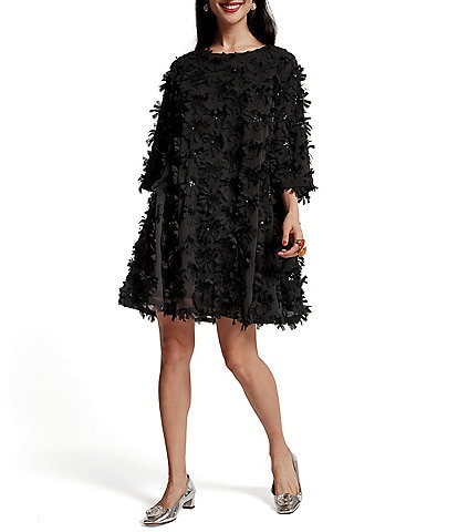 FRANCES VALENTINE Edie Daisy Applique Mini Shift Dress