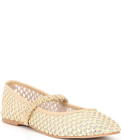 FRANCES VALENTINE Ella Raffia Mesh Mary Jane Ballet Flats