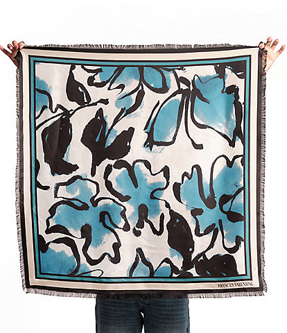 FRANCES VALENTINE Fringe Abstract Meadow Square Scarf