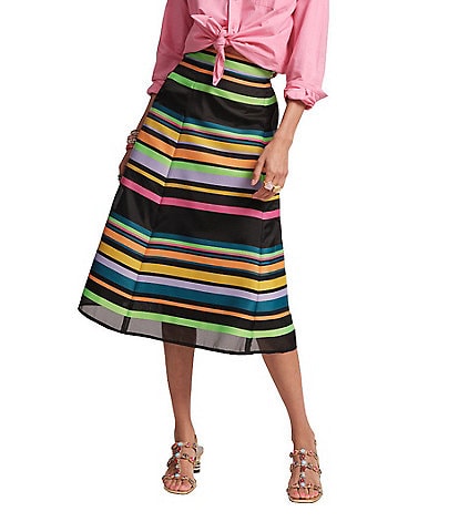 FRANCES VALENTINE Mercer Striped A-line Midi Skirt