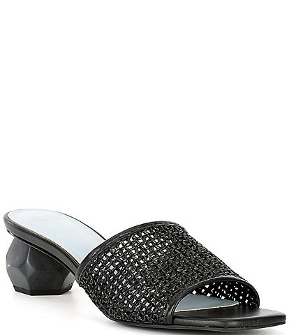 FRANCES VALENTINE Raffia Mesh Geodome Heel Slide Sandals