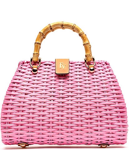 FRANCES VALENTINE Rooster Wicker Basket Satchel Bag