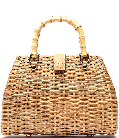 FRANCES VALENTINE Rooster Wicker Basket Satchel Bag