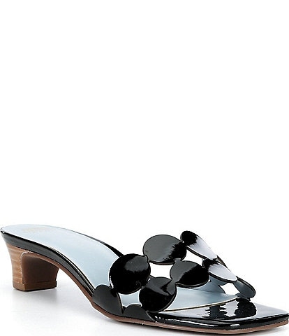 Frances Valentine Sandy Patent Leather Circle Strap Slide Sandals