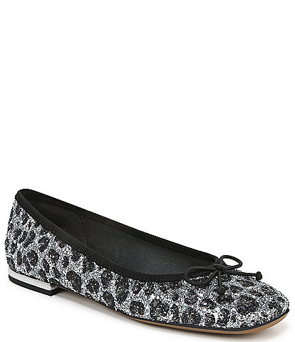 Franco Sarto Abigail Leopard Print Glitter Ballet Bow Flats