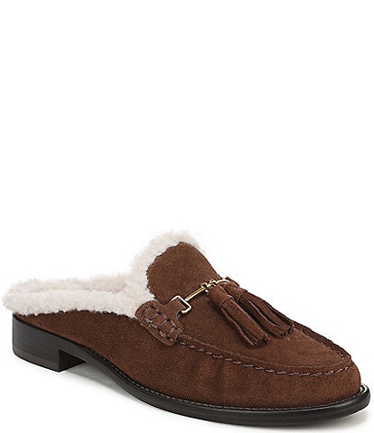 Franco Sarto Callen Leather Fleece Lined Tassel Loafer Mules