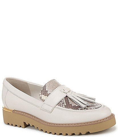 Franco Sarto Carolynn Leather Snake Print Accent Tassel Loafers