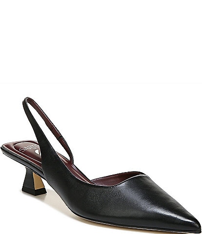 Sarto by Franco Sarto Devin Leather Pointed Toe Kitten Heel Slingback Pumps