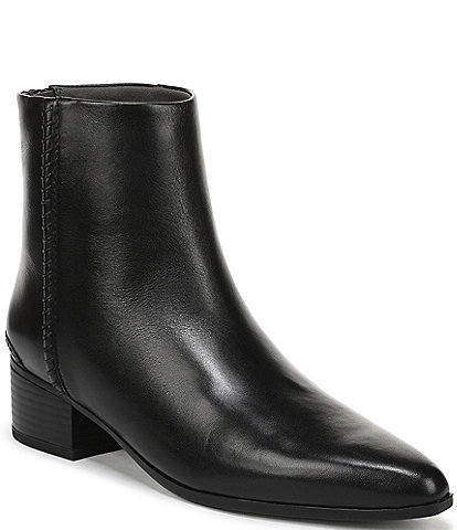 Franco Sarto Fayola Leather Pointed Toe Block Heel Booties