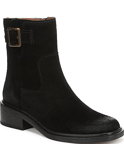 Franco Sarto Gillian Suede Buckle Hardware Booties