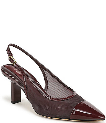 Franco Sarto Jurina Mesh Slingback Pointed Patent Cap Toe Pumps