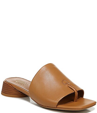 Franco Sarto Loran Leather Square Toe Thong Slide Sandals
