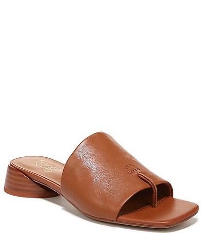 Franco Sarto Loran Leather Square Toe Thong Slide Sandals