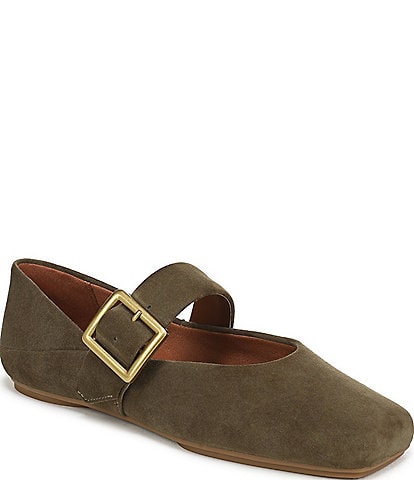 Franco Sarto Oakes Suede Square Toe Mary Jane Ballet Flats