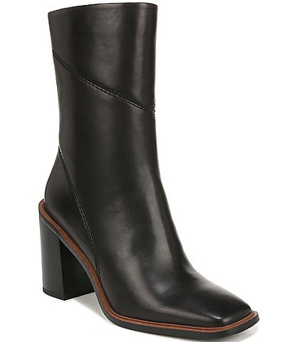 Franco Sarto Stevie Leather Square Toe Booties