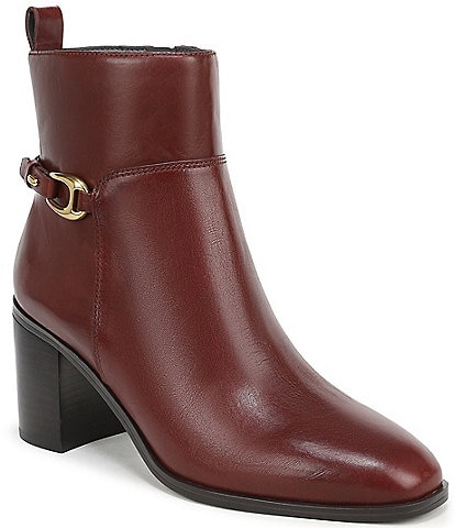 Franco Sarto Valya Leather Block Heel Booties