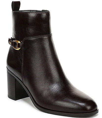 Franco Sarto Valya Leather Block Heel Booties