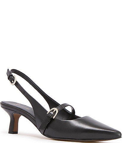 FRANKIE4 Coco Leather Slingback Mary Jane Kitten Heel Pumps