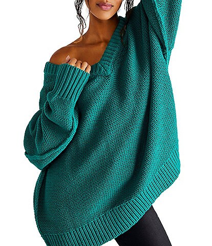 Free People Ali V-Neck Long Sleeve Oversized Sweater