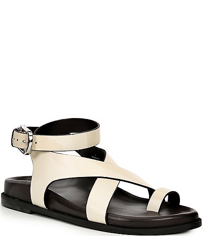 Free People Anya Leather Criss Cross Footbed Toe Loop Sandals