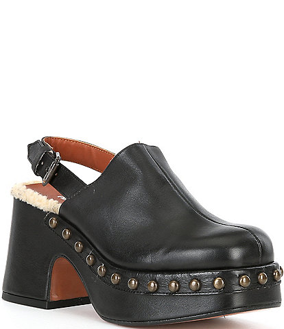 Free People Autumn Leather Studded Platform Clogs