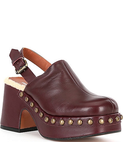 Free People Autumn Leather Studded Platform Clogs