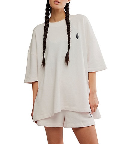 Free People Back Me Up Crew Neck Short Sleeves Oversize Set