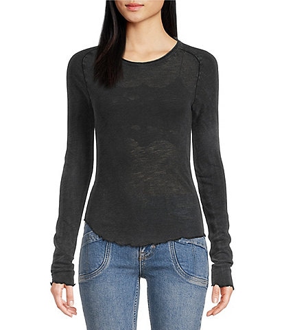 Free People Be My Baby Knit Round Neck Long Sleeve Shirt