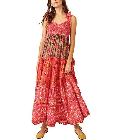 Free People Bluebell Floral Print V-Neck Sleeveless Maxi Dress