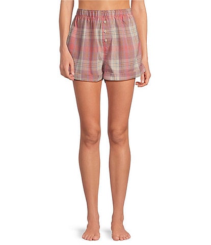 Free People Box Sunday Morning Woven Plaid Sleep Short