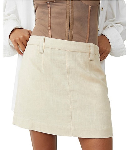 Free People Can't Blame Me High Rise Linen Blend Mini Skirt
