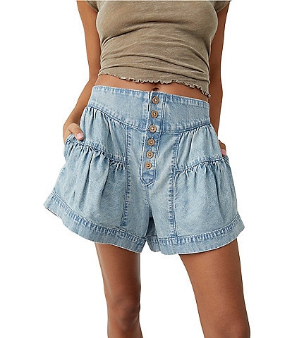High-Waisted Linen-Blend Tie-Front Utility Shorts for Women -- 4-inch  inseam