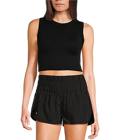 Free People FP Movement Womens Activewear Shorts Black Lined Pull On Solid M