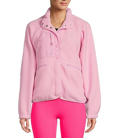 Free People FP Movement Hit the Slopes Stand Collar Long Sleeve Snap Front Jacket