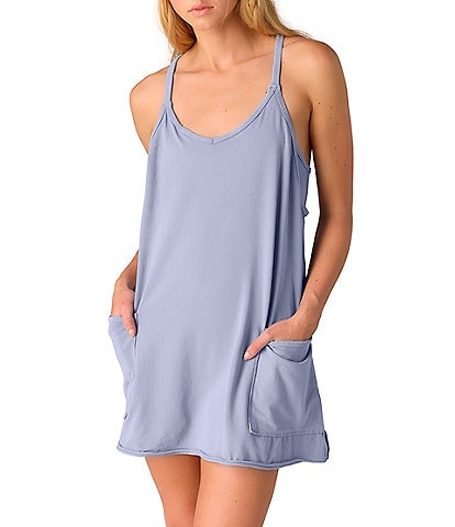 Free People FP Movement Hot Shot Scoop Neck Sleeveless Patch Pocket Mini Dress