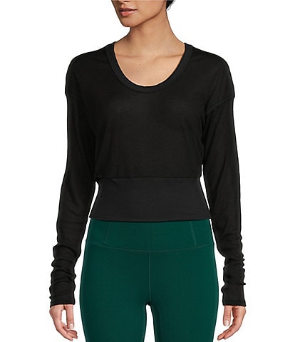 DKNY Sport Yoga Terry Tie Front Cropped Long Sleeve Hoodie