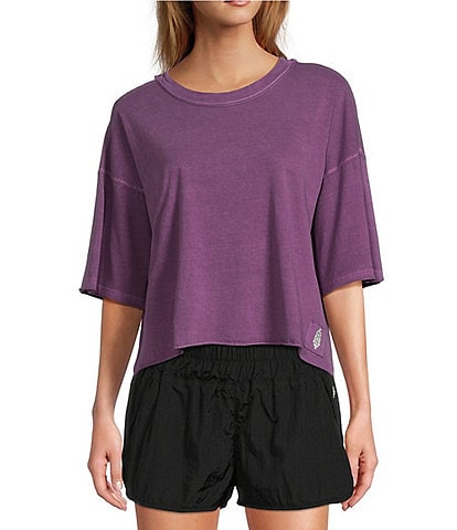 Free People FP Movement Crew Neck Short Sleeve Inspire Oversized Boxy Cropped Shirt