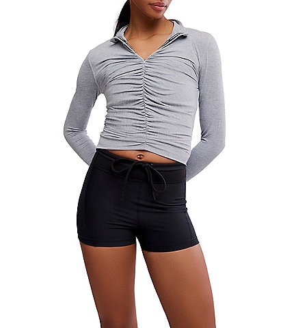 Free People FP Movement Tempo Ruched Half Zip Long Sleeve Top