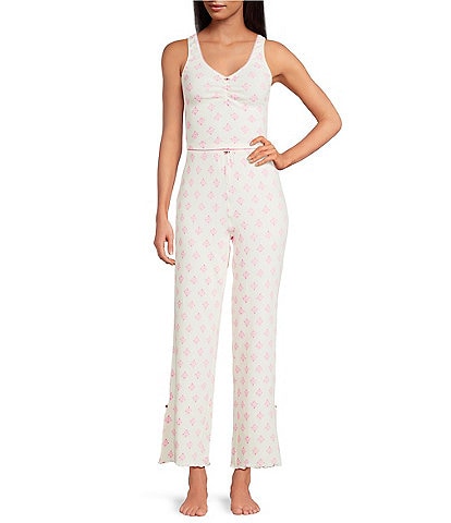Free People Fresh In Love Ditsy Floral Pointelle Knit Lounge Set
