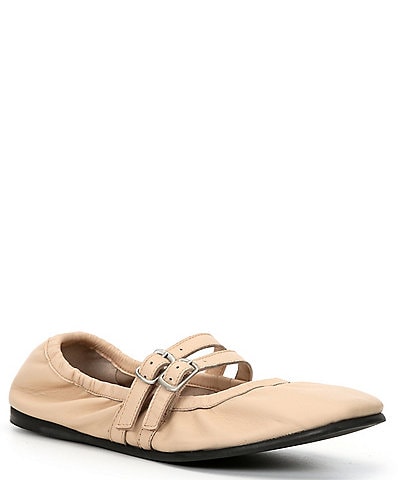 Free People Gemini Leather Buckle Ballet Flats