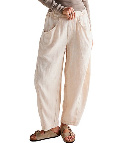 Free People Double Dutch Coated Mid Rise Front Slit Pull On Pants