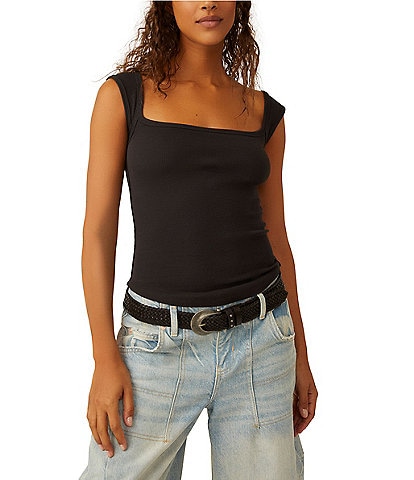 Free People Hummingbird Square Neck Sleeveless Tank Top