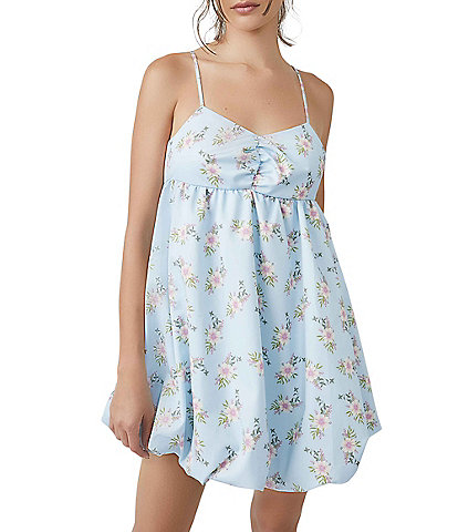 Free People In A Bubble Floral Print Sweetheart Neck Sleeveless Mini Dress