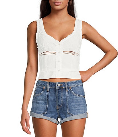 Free People Kerry Lace Detail V-Neck Sleeveless Tank