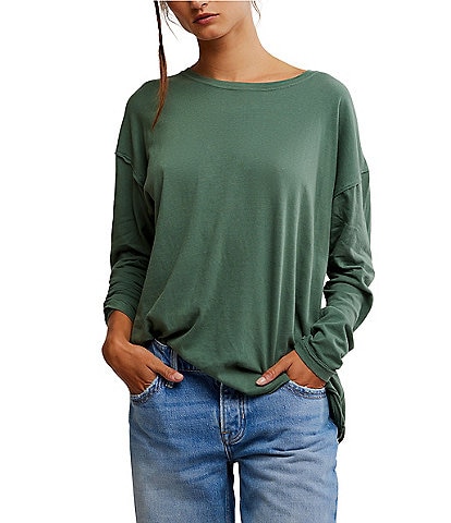 Free People Nina Crew Neck Long Sleeve Tee