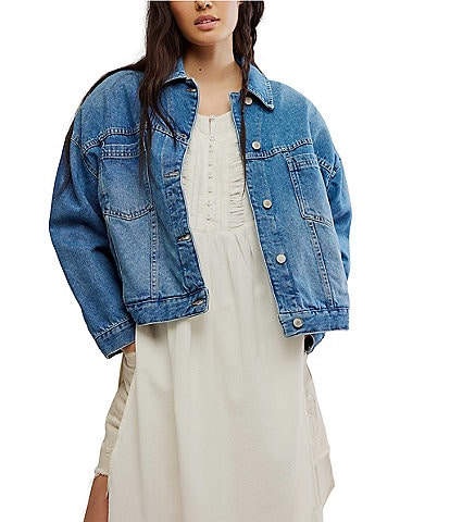 Free People Opal Swing Long Sleeve Denim Jacket